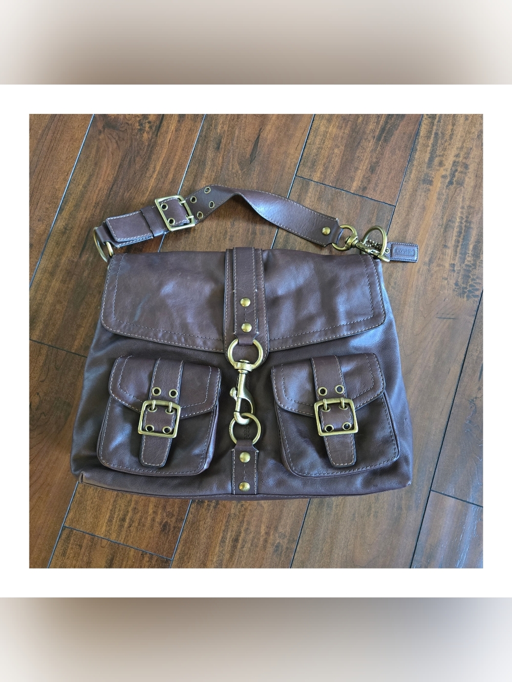 VTG Coach Legacy Brooklyn Brown Pocket Leather Messenger Shoulder Tote Large Bag - Picture 5 of 16